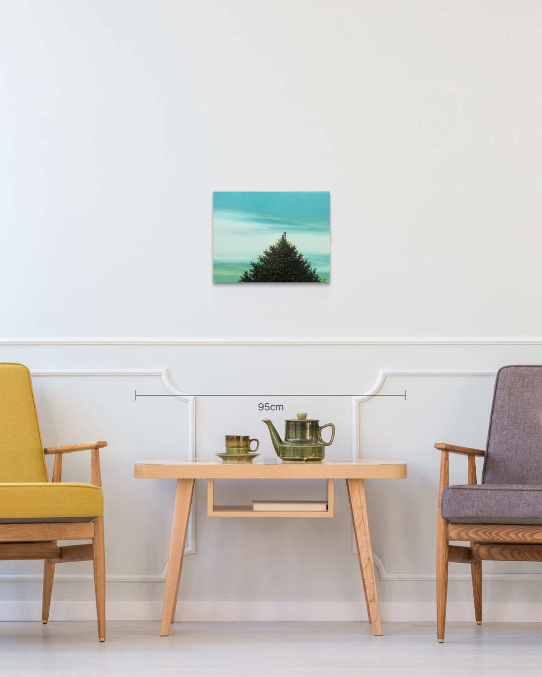 korean art, Wooden Chair - DOKHBI $1000 ARTWORKS Min Yul ARTWORKS dokkaebi dokebi k - art Wooden Chair size reference 40.9x31.8cm - original Korean landscape painting by Min Yul DOKHBI
