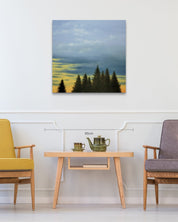 korean art, Wooden Chair - DOKHBI ARTWORKS Min Yul Painting ARTWORKS dokkaebi dokebi k - art Wooden Chair size reference 80x80cm - original Korean landscape painting by Min Yul DOKHBI