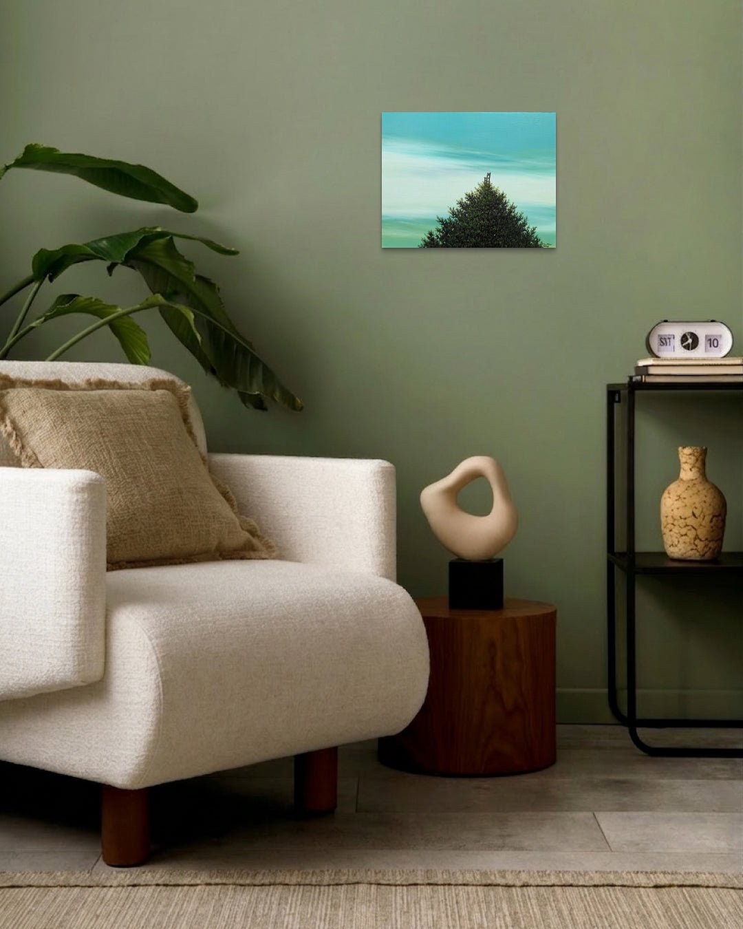 korean art, Wooden Chair - DOKHBI $1000 ARTWORKS Min Yul ARTWORKS dokkaebi dokebi k - art Korean contemporary landscape painting Wooden Chair by Min Yul, interior wall art decor DOKHBI